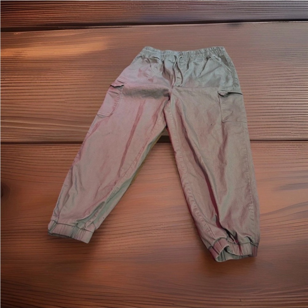 Girls' Olive Cargo Jogger Pants with Elastic Waist